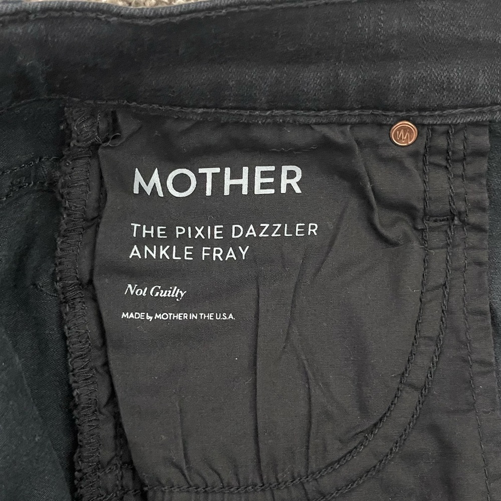 Women’s Mother The Pixie Dazzler Ankle Fray Jeans Not Guilty Black Size 27 - Picture 9 of 13
